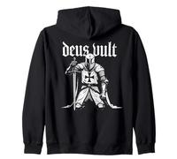 Chevalier chrétien blindé Vintage Deus Vult Sweat à Capuche