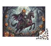 Chevalier Citrouille d'halloween Puzzle en Bois 500 Pièces Adultes Et Enfants,Anti-Stress,Premium,Bois,Défi,Jeu Éducatif,Déco Murale, Dès 14 Ans,Détente,Casse-tête (52x38cm)
