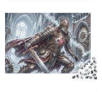Chevalier de Style Steampunk Puzzle en Bois 500 Pièces Adultes Et Enfants,Dès 14 Ans, Anti-Stress,Défi,Déco Murale,Premium,Bois,Jeu Éducatif,Détente,Casse-tête (52x38cm)