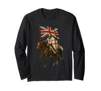 Chevalier des Templies chrétiens avec Drapeau du Royaume-Uni Manche Longue