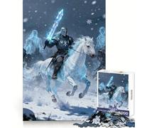 Chevalier d'hiver à Cheval avec épée Puzzle de 1000 pièces pour Adultes pour stimuler l'esprit, se détendre et Passer Un Bon Moment Fermeture sécurisée Idée Cadeau de Noël (38x26cm)