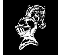 Chevalier du Moyen Âge Tête Casque Plume Épée Guerrier Décorations murales en vinyle 32x47.1cm Ne se décolle pas Blanc