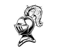 Chevalier du Moyen Âge Tête Casque Plume Épée Guerrier Décorations murales en vinyle 32x47.1cm Peinture murale artistique Noir