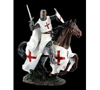 Chevalier du Temple Figurine sur Cheval dans Gallop Templier, Figurine de Déco, Décoder l'article, Mittelalter-Figur, Hauteur 25 CM