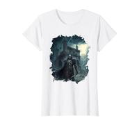 Chevalier en Orage avec Pluie T-Shirt Graphique avec Valeur, Femme, Blanc, L