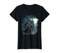 Chevalier en Orage avec Pluie T-Shirt Graphique avec Valeur, Femme, Noir, S