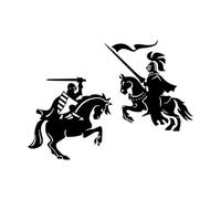 Chevalier Guerrier Médiéval Tueur de Dragon Cheval Soldat Peintures murales et stickers muraux en vinyle 34x46.6cm Stickers pour vitres Noir