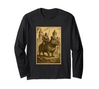 Chevalier médiéval chevauchant un Capybara Fantasy Art Surreal Rider Manche Longue
