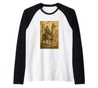 Chevalier médiéval chevauchant un lama Fantasy Art Surreal Rider Manche Raglan