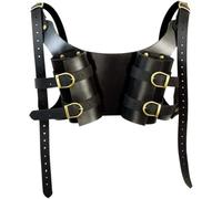 Chevalier Médiéval Dos Double Fourreau Bandoulière épée Porte-épée Grenouille Adulte en Cuir Kit D’équipement Arme Costume Prop, Black