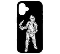 Chevalier médiéval x Molotov Cocktail Blackwork Coque pour iPhone 16