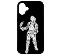 Chevalier médiéval x Molotov Cocktail Blackwork Coque pour iPhone 16 Plus