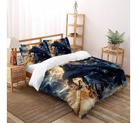Chevalier Noir_1 Literie en Design créatif Art 3D Microfibre avec Fermetures Éclair pour Adultes Double（200x200cm）