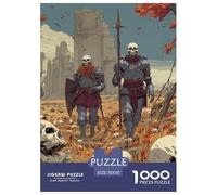 Chevalier Squelette Puzzle Amusant Jeu De Société Adulte Activités Familiales Stimulantes 1000 Stukjes Gothic Style Casse-tête Qualité Premium pour Adultes 70x50cm/1000pcs
