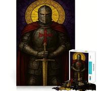 Chevalier Templier avec épée et auréole Puzzle de 1000 pièces pour Adolescents Jeu de logique Stimulant et Relaxant Idée Cadeau d'anniversaire 38x52cm