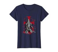 Chevalier Templier Cadeau Croix des Templiers T-Shirt, Femme, Bleu Marine, M