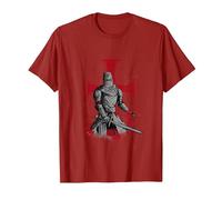 Chevalier Templier Cadeau Croix des Templiers T-Shirt, Homme, Canneberge, 3XL