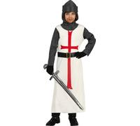 Chevalier Templier Guerrier Costume enfants, Taille : 7 - 9 ans Couleur : Blanc