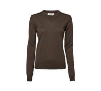 Chevalier - Women's Blaise V-Neck Merino Pullover - Pull en laine mérinos - 38 - leather brown