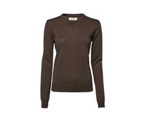 Chevalier - Women's Blaise V-Neck Merino Pullover - Pull en laine mérinos - 42 - leather brown