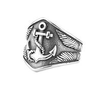 Chevalière Ancre de Bateau Viking Pour Homme - Marteau Thor's en Acier Inoxydable Anneau D'ancre Pirate Vintage - Anneau de Motard Hip Hop Charme D'amulette Nordique Bijoux Scandinavie