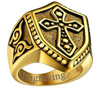 Chevalière Croix de Malte Homme Personnalisable Or Bague Templier Acier Inoxydable Bijoux Bague Vintage Anneau Gothique Taille 62