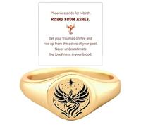 Chevalière en forme de phénix Rise From Ashes en argent S925 qui rappelle constamment de se lever au-dessus des défis - Bague en forme de phénix gravée - Cadeau idéal pour homme et femme, 10, Métal