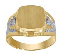 Chevalière en or bicolore 10 carats avec tête carrée pour homme