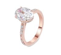 Chevaliere Gravée Alliance Femme Taille 50 Or Rose 9 Carats Moissanite avec Moissanite de Forme Ovale 3Ct Épouse pour Mesdames Nouvel An Bijoux