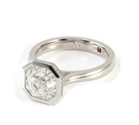 Chevaliere Gravée Moissanite Bague de Fiançailles Platine Platine Géométrique Taille Tante pour Épouse Bijoux