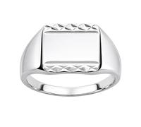 Chevalière Homme en Argent 925 Rhodié Poinçonné - Bague Rectangulaire avec Plateau 10mm Finition Ciselée - Anneau de Qualité Supérieure Poids 6,27g - Idée Cadeau Intemporel - Tailles 50 à 70