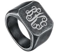 Chevaliere Homme Personnalisable Bague Argent Lettre Initiale Police Monogramme Anneau Garçon Gros Large Lettre Initiale Lourd Vintage Gris 69-Bijou Cadeau Fêtes Pères Noël Grâce Anniversaire Valentin