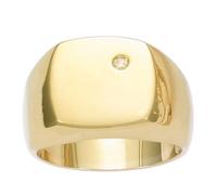 Chevalière Homme Plaqué Or 'Charles' blanc doré - Oxyde de zirconium - 13x13 mm [LES TRESORS DE LILY R3204] 70