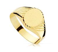 Chevalière Or 18 carats ovale côté enfant central creux détails sculptés - personnalisables - ENREGISTREMENT INCLUS DANS LE PRIX