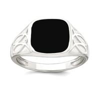 Chevalière pour homme en argent sterling 925 poli et texturé noir 2,75 à 12,3 mm, US 10 | EU 62.5 | DE 20 | JP 20 | UK T 1/2, Métal Argent Émail Métal Argenté, Aucune pierre précieuse