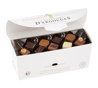 CHEVALIERS D'ARGOUGES Maître Chocolatier Français - Assortiment de chocolats noir 70%, lait 33% et blanc - Ballotin dégustation 355g