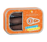CHEVALIERS D'ARGOUGES Maîtres Chocolatiers Français - BOITE SARDINES GARNIES DE FRITURES 80g - Chocolat Noir 70% - Chocolat de Pâques