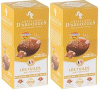 CHEVALIERS D'ARGOUGES Maîtres Chocolatiers Français - Étui de tuiles au chocolat éclats de caramel beurre salé chocolat au lait 32% - Éclats croquants - 120g (Lot de 2)