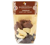 CHEVALIERS D'ARGOUGES Maîtres Chocolatiers Français - Sachet fritures assorties chocolat noir 70%, lait 33%, blanc - Chocolat de Pâques - 120g