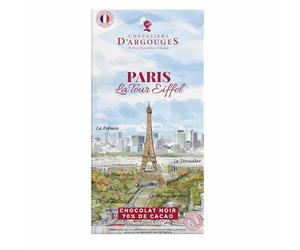 CHEVALIERS D'ARGOUGES Maîtres Chocolatiers Français - Tablette chocolat noir 70% - Souvenir de Paris - 100g