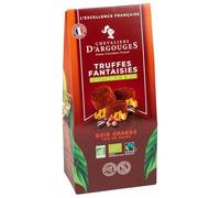 CHEVALIERS D'ARGOUGES Maîtres Chocolatiers Français - Truffes fantaisies chocolat noir intense 72% orange Bio/Équitable - Idéal pour Noël - Étui Dégustation 160g