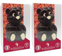 CHEVALIERS D'ARGOUGES Maîtres Chocolatiers Français - Tubo ourson chocolat noir 70% de cacao - Moulage de Pâques - 90g (Lot de 2)