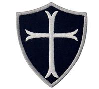 Chevaliers Templiers Bouclier Croix Moral Militaire Brodé Crochet et boucle d'attache Patch, Blanc noir