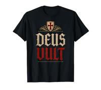 Chevaliers Templiers Deus Vult (Dieu Le Veut) Bouclier Vieilli T-Shirt