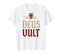 Chevaliers Templiers Deus Vult (Dieu Le Veut) Bouclier Vieilli T-Shirt Graphique avec Valeur