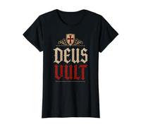 Chevaliers Templiers Deus Vult (Dieu Le Veut) Bouclier Vieilli T-Shirt Graphique avec Valeur