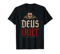 Chevaliers Templiers Deus Vult (Dieu Le Veut) Bouclier Vieilli T-Shirt Graphique avec Valeur