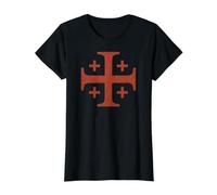 Chevaliers Templiers Rouge Croix de Jérusalem Délavé T-Shirt Graphique avec Valeur