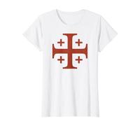 Chevaliers Templiers Rouge Croix de Jérusalem Délavé T-Shirt Graphique avec Valeur, Femme, Blanc, M