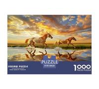 ChevalPuzzle De 1000 Pièces pour Adultes Jeux Éducatifs Coucher de soleilAmusant Et Difficile pour La Décoration Intérieure Idée De Cadeau Géniale38x26cm/1000pcs